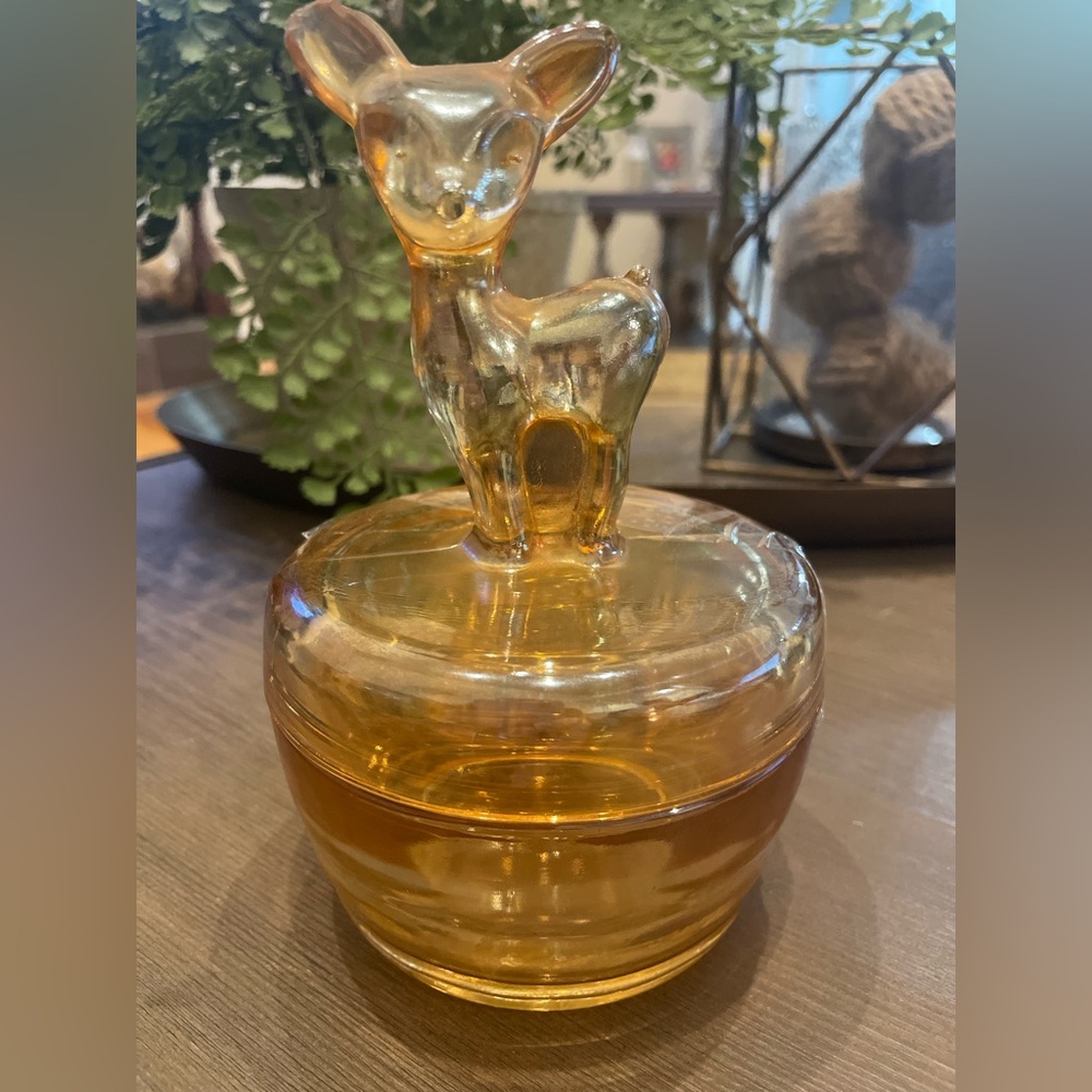 Vintage Deer Powder Jar Jeanette Trinket Box